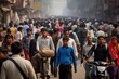 © blvdone - Crowd of Indian morning commuters walking street