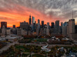 Chicago Millennium Park and city skyline aerial view