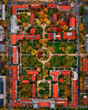 University of Chicago during autumn aerial view looking down