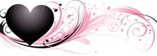 A Stylized Black Heart With Pink Swirls On A White Background