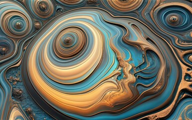 Wall Mural - Iron metallic paint pour and fluid color blending with Generative AI.