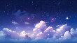 美しい夜空と雲のアニメ風イラスト