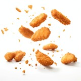 Fototapeta  - Floating Chicken nuggets, on white background Generative AI