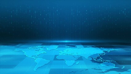 Digital business technology world data code map background