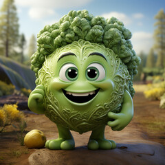 Poster - 3d cartoon cabbage vegetable