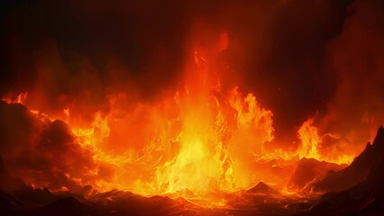 Wall Mural - a fiery pillar of flames erupts in a brilliant display of warmth and danger