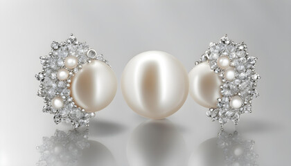 Elegant earrings with pearls isolated on white