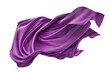 Flying purple silk fabric. cut out on transparent