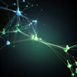© Thiago - Abstract technology background with a cyber network grid and connected particles. Artificial neurons, flat data connections - Generative AI