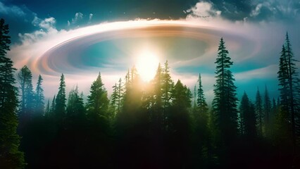 Wall Mural - an ethereal veil of light filled the sky radiating with an iridescent brilliance creating a surreal 