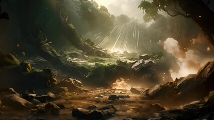 Wall Mural - an invisible power surged through the ground shaking and quaking as an earthquake tremor wreaked hav
