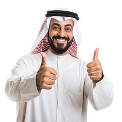 Wall Mural - Middle east man showing thumbs up sign