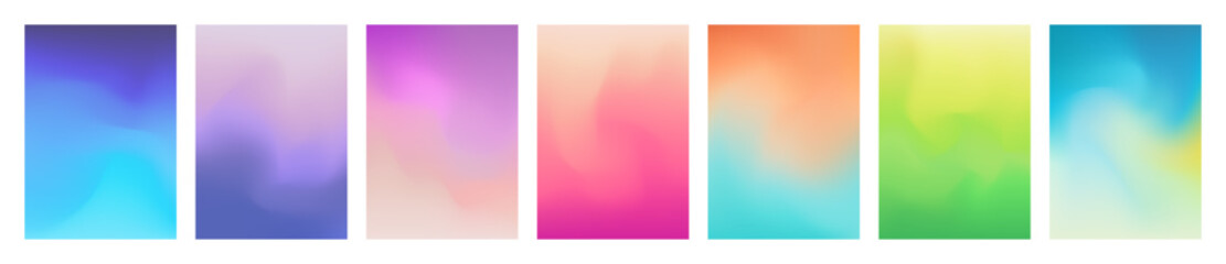 Wall Mural - Set of Colorful Gradient Cover Designs. Abstract Fluid Background Images. Pastel Colors. Vector Illustration.