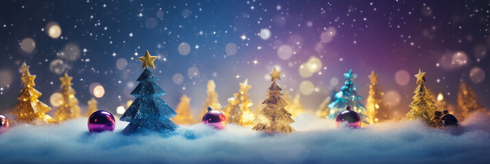 Wall Mural - a sparkling christmas tree landscape in the night