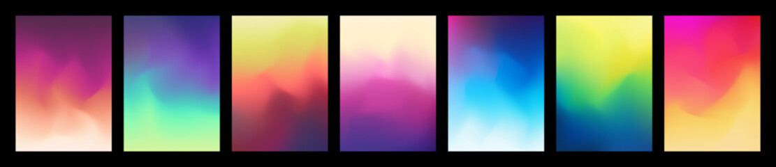 Wall Mural - Set of Colorful Gradient Cover Designs. Abstract Fluid Background Images. Vector Illustration.