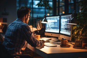 Aufkleber - Web design concept, Website designer working on computer laptop in modern office.