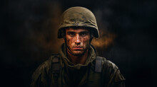 Portrait Of A Military Man With A Serious Face