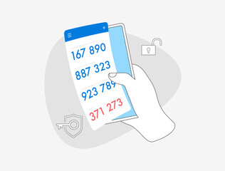 Wall Mural - 2fa two-factor authentication. two step verification code with authenticator mobile app for secure a