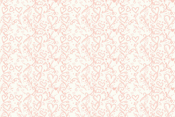 abstract love heart shape leaf outline stroke seamless pattern texture, gift box, packaging, wedding
