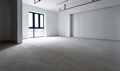 Wall Mural - Room with white walls and cement floor