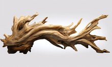 Driftwood Isolated On White Background, Old Wood, Generative AI