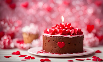 Canvas Print - Valentine's Day cake, sweet celebration