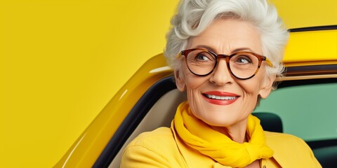 Poster - Bright and vibrant portrait of a pensioner