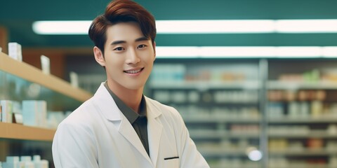 Canvas Print - young Asian pharmacist