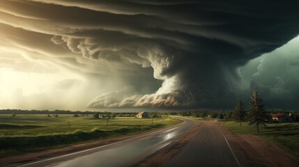 Wall Mural - Venture into a world where weather modification attempts to dissipate an approaching tornado threat