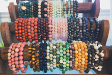 Display of Colorful Beaded Bracelets