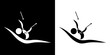 Pictogrammes représentant une gymnaste réalisant des figures artistiques avec des massues, une des disciplines des compétitions de la gymnastique rythmique.