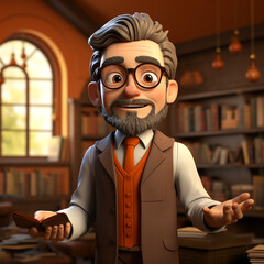 Poster - 3D cartoon of a teacher