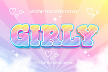 girly cute kawai collorful fantasy typography editable text effect font style template design background