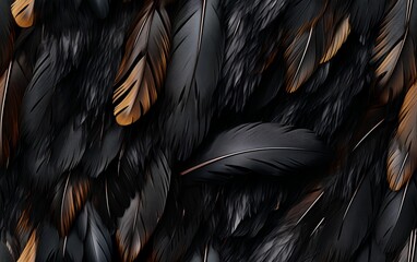 Beautiful Black Feathers Background