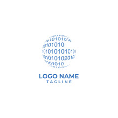 Globe of binary code. Matrix logo vector.