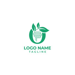 Vector gut and leaf logo. Health digestive logo. Vector intestine and leaves logo