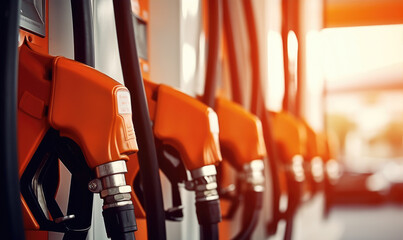 Close-up photo of fuel gasoline dispenser Fuel pump background