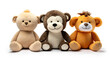 © DigitalProvoke - Cut out set of 3 stuffed animal toys isolated on white background