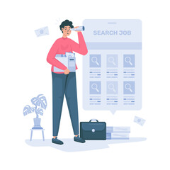 Wall Mural - job seeker search for job vacancies vector illustration