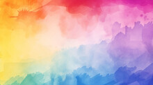 Watercolor Rainbow Flag Brush Style Background. LGBT