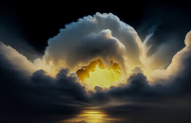 Wall Mural - abstraction sky fog sunset with golden iridescence