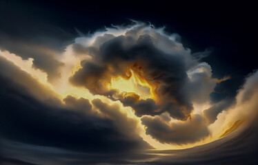 Wall Mural - abstraction sky fog sunset with golden iridescence