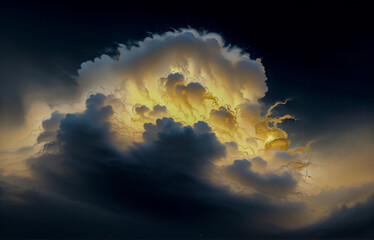 Wall Mural - abstraction sky fog sunset with golden iridescence