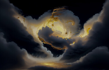 Wall Mural - abstraction sky fog sunset with golden iridescence