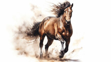 A Watercolor Painting Of A Horse