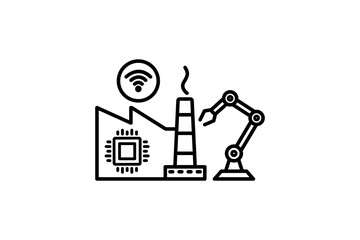 Wall Mural - smart factory icon. smart technology for automation, efficiency and real-time monitoring in manufacturing. icon related to technology. line icon style. simple vector design editable