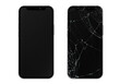 broken screen glass of mobile phone compared 