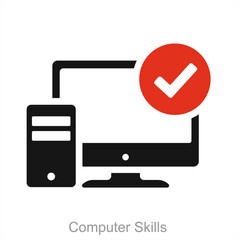 Sticker - Computer Skills and screen icon concept