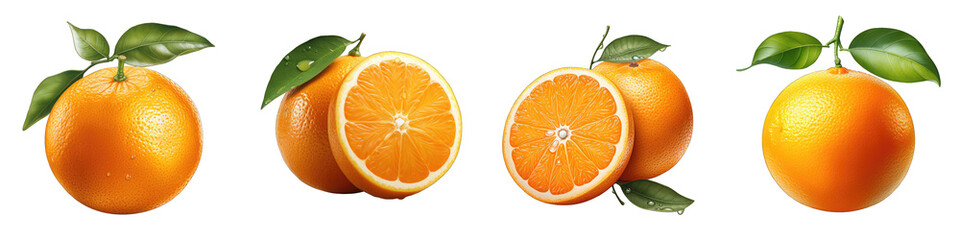 Wall Mural - Orange fruit  Hyperrealistic Highly Detailed Isolated On Transparent Background Png File