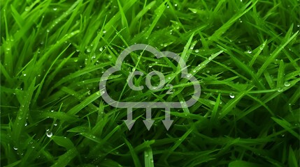 Wall Mural - Green Grass Background with Co2 Symbol Recudir